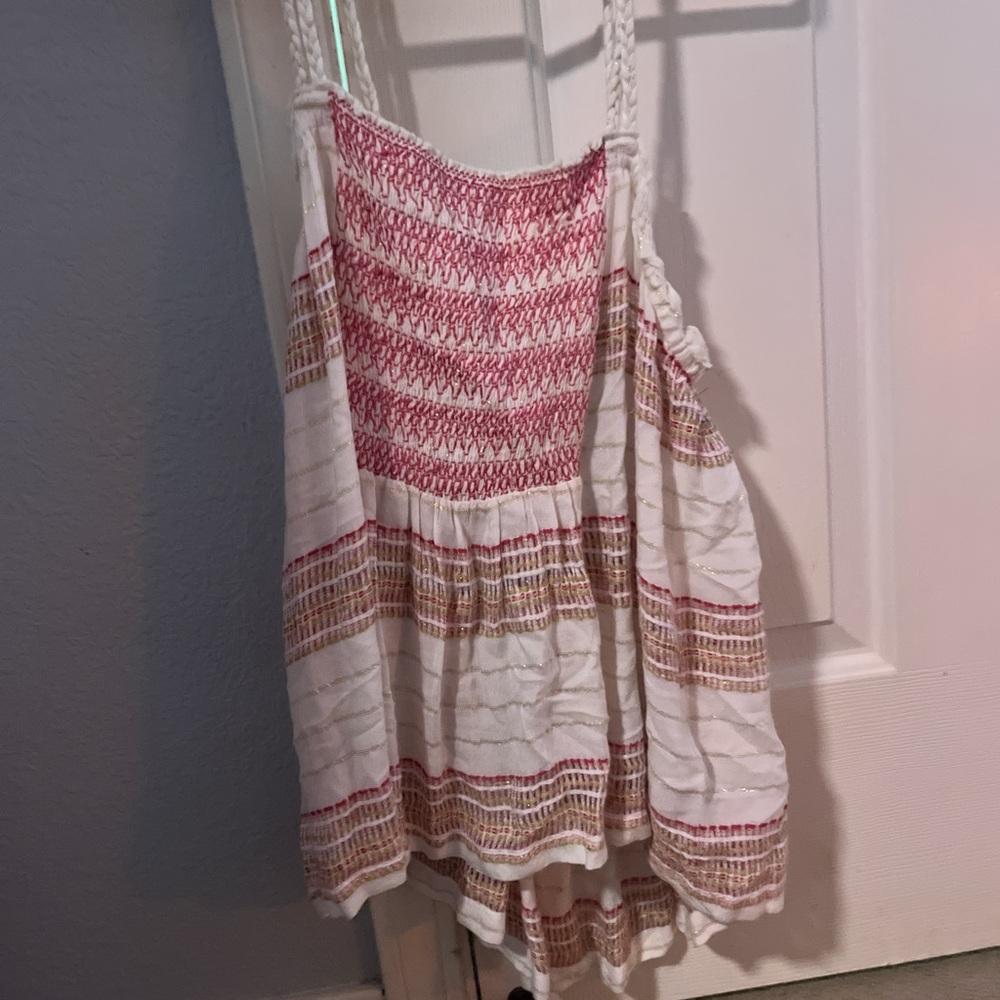 Size 40/M Anthropologie pink white and glittery gold tank top